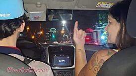 Blondes Suck Cum For Uber Ride! Friend's Wife And Hubby Pay With Pussy Blowbang