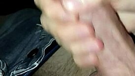 Guy Frantically Jerks Monster Cock Alone in Room