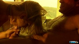 gorgeous blonde feels grateful sucking cock then riding cowgirl after his long night