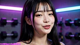 Explosive boobs bounce wildly in ai hentai fitness training lesson!