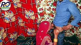 Desi stepmom in red saree gets doggy fucked hard by village house!