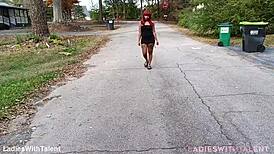 Pretty impala flashes sexy dress outdoors... ready for more?