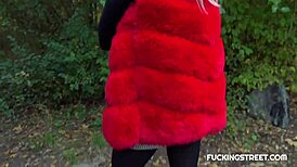 blonde babe outdoors: wanna see her street blowjob surprise? 😏