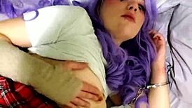 Ahegao Slut Bound in Fishnets Teased by Monster Cock Tied Up