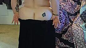 bbw milf strips black dress slow, huge tits bounce tease 😍🔥