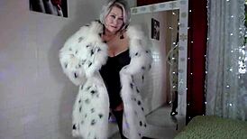 Mature Slut In Fur Coat Fingers Shaved Pussy To Wild Orgasm