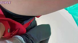 Hot wife pegs husband's tight ass close-up with strapon in sensual femdom session