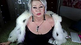 Mature Slut In Fur Coat Fingers Shaved Pussy To Wild Orgasm