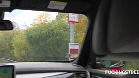 blonde babe outdoors: wanna see her street blowjob surprise? 😏