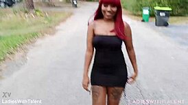 Pretty impala flashes sexy dress outdoors... ready for more?