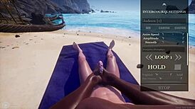 big curvy black milf jadeen chokes on jason's huge white cock then rides beach pussy slam