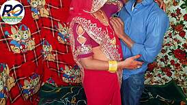 Desi stepmom in red saree gets doggy fucked hard by village house!