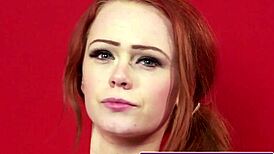 ginger uk beauty in stockings blows cock pov till hot jizz facial cumshot