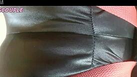 Hot wife pegs husband's tight ass close-up with strapon in sensual femdom session