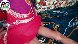 Desi stepmom in red saree gets doggy fucked hard by village house!