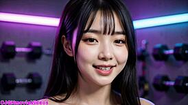 Explosive boobs bounce wildly in ai hentai fitness training lesson!