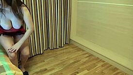 a busty milf teases her hairy pussy and big natural tits on webcam