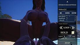 big curvy black milf jadeen chokes on jason's huge white cock then rides beach pussy slam