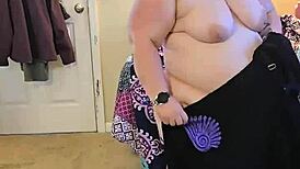 bbw milf strips black dress slow, huge tits bounce tease 😍🔥