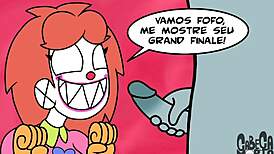 Clownish cartoon goths tease intriguing fun in wild antics