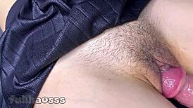 😍 watch this hairy teen pussy drip before huge creampie closeup cumshot!