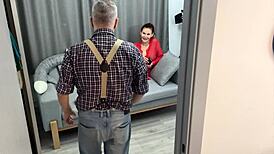 Home camera catches cheating redhead mature cop fucking black suspect in uniform after dressing up