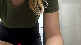 wanna see this horny teen whore finger her ass with plug in public gym?