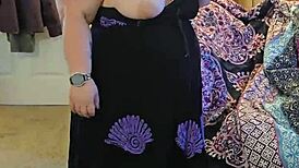 bbw milf strips black dress slow, huge tits bounce tease 😍🔥