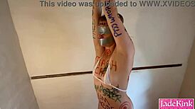 crazy husband's kinky body writing turns wife into bound submissive slave