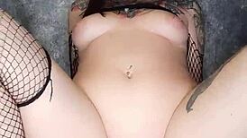 goth girlfriend rides vibrator dildo hard in joi until squirting orgasm