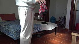 Perverted 18-Year-Old Stepson Caught Masturbating on Stepmom's Clothes