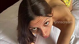 skinny latina college student invites pov fuck bedroom parents nap doggystyle bent over missionary rough screaming shaved pussy miniskirt