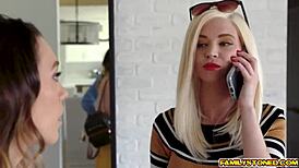 stepdad bangs jade nile's hairy pussy in living room 😏 then uncle catches them mid-deepthroat!