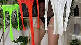 what's under that sexy fishnet dress on the curvy teacher?