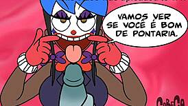 Clownish cartoon goths tease intriguing fun in wild antics