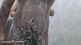 whoa pinay pregnant babe moans wild in shower creampie!