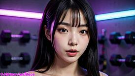 Explosive boobs bounce wildly in ai hentai fitness training lesson!