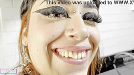 Brazilian Goth Slut Spreads Ass Clit Masturbating Kitchen Closeup