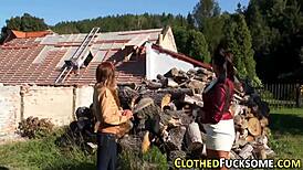 Glam Heels Hos Take Monster Cocks Facial in Outdoor Threeway