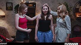 imagine lesbian girls growing futa cocks to fuck latina babe in supernatural threesome!