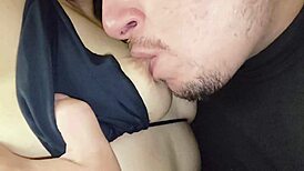 Perverted stepdad begs big ass stepdaughter for new years blowjob!!