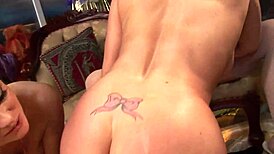 Lesbian Threesome Whores Cindy Behr Kaia Kane Masturbate Lick Gaping Shaved Pussies with Huge Toy