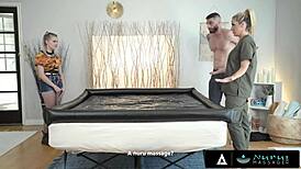 oh man, sexy coco lovelock poses oiled as nuru masseuse for epic threesome deepthroat with kayla paige