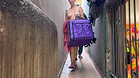Blonde brazilian tiny babe deepthroats delivery guy then anal bangs huge ass shaking
