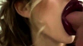 I luv bimbo brown lipstick deepthroat blowjob facial cumshot ai