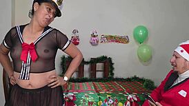 stepdad can't resist horny big ass stepdaughter's christmas fuck temptation