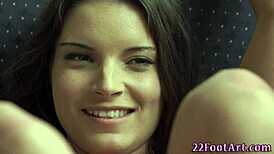 Footsie babe milks cock for massive facial cumshot explosion