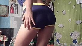 damn this cute petite asian teen dancin in shorts got that narrow ass shakin