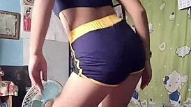 damn this cute petite asian teen dancin in shorts got that narrow ass shakin