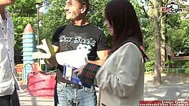 damn we pickup this hairy asian teen with big tits for street anal pounding in boots